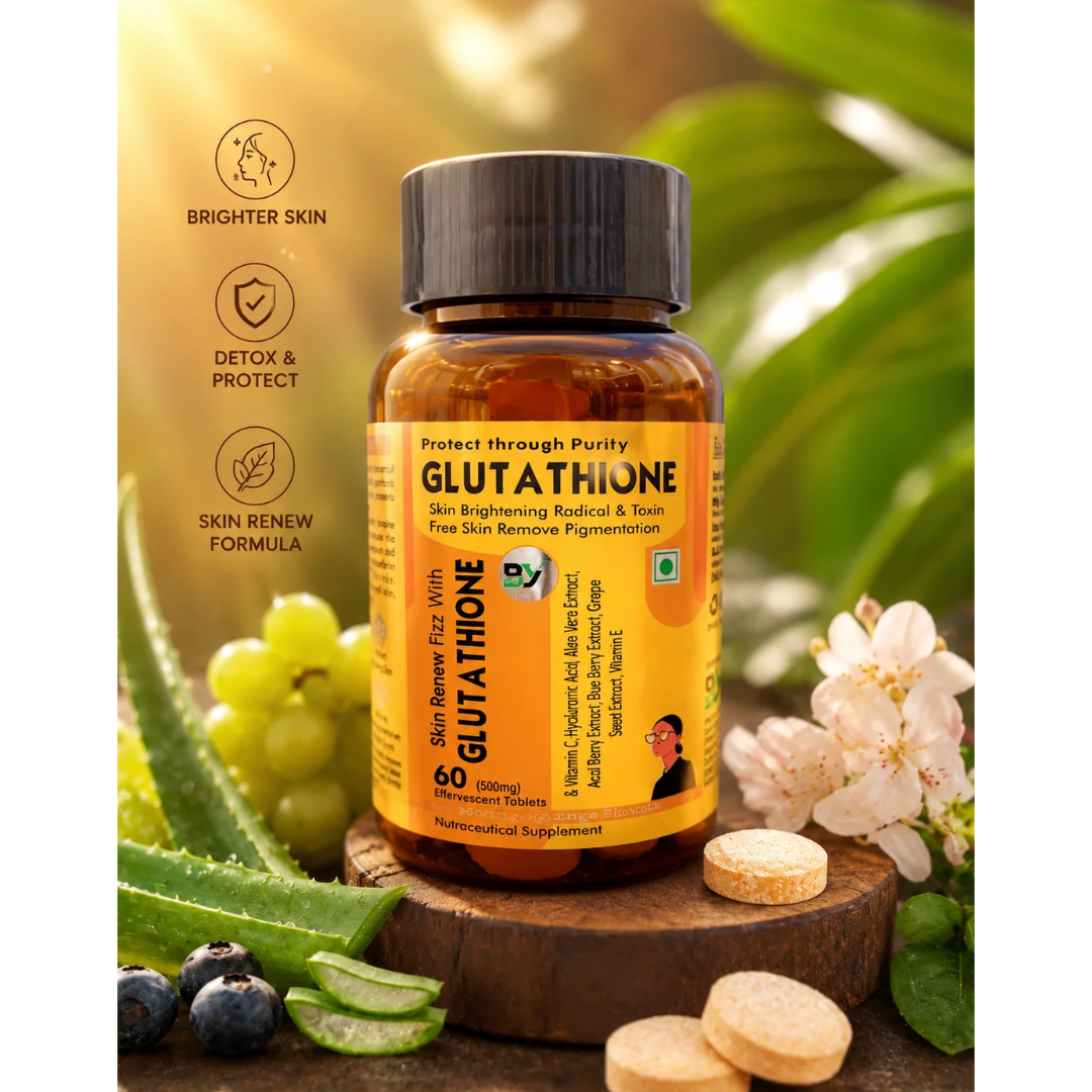 Baid Yog Glutathione Effervescent Tablets – 500mg | Skin Renew Formula | 60 Tablets