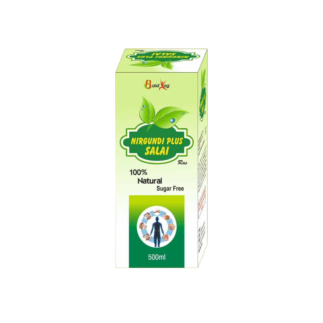 Baid Yog Nirgundi Plus Salai Ras – 100% Natural Sugar Free Ayurvedic Herbal Juice | Joint & Mobility Support | 500 ml