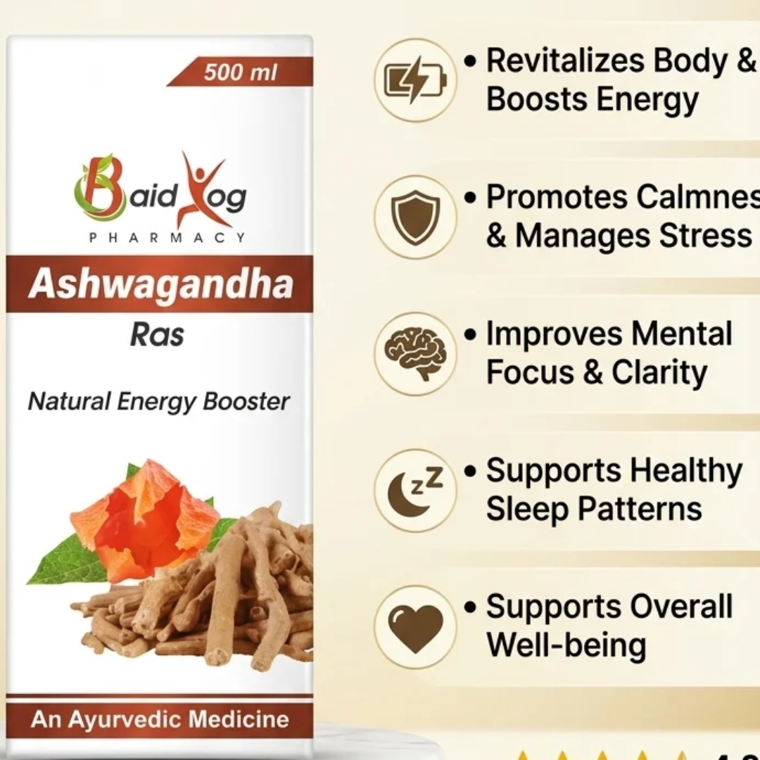 Baid Yog Ashwagandha Ras – Ayurvedic Natural Energy & Wellness Support | 500 ml