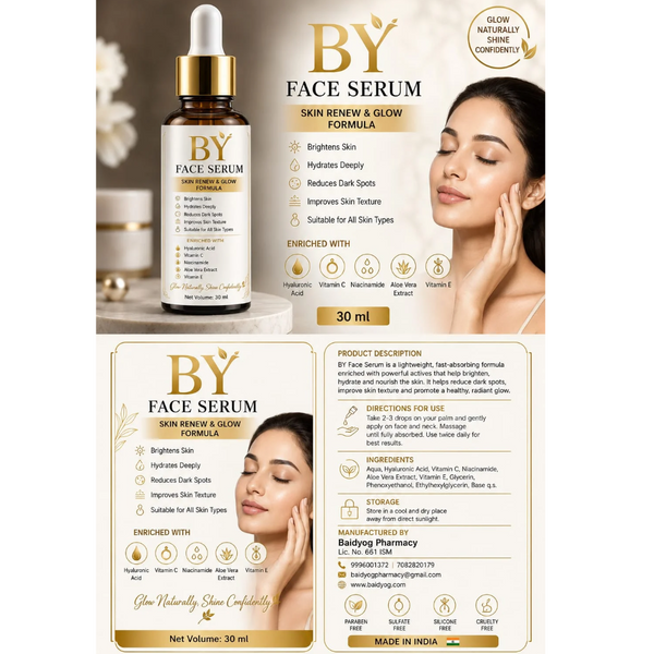Baid Yog Face Serum – Skin Renew & Glow Formula with Hyaluronic Acid, Vitamin C & Niacinamide | 30 ml
