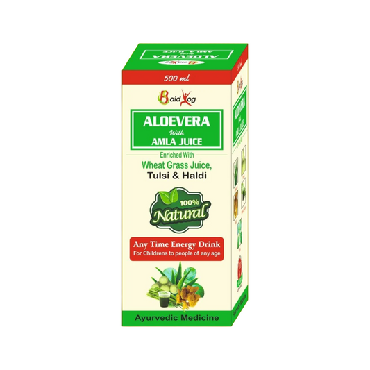 Baid Yog Aloe Vera with Amla Juice – Enriched with Wheat Grass, Tulsi & Haldi | Ayurvedic Juice | 500 ml