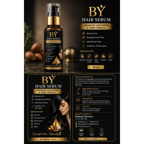Baid Yog Hair Serum – Advanced Hair Repair & Shine Formula with Argan Oil, Rosemary & Biotin | 30 ml
