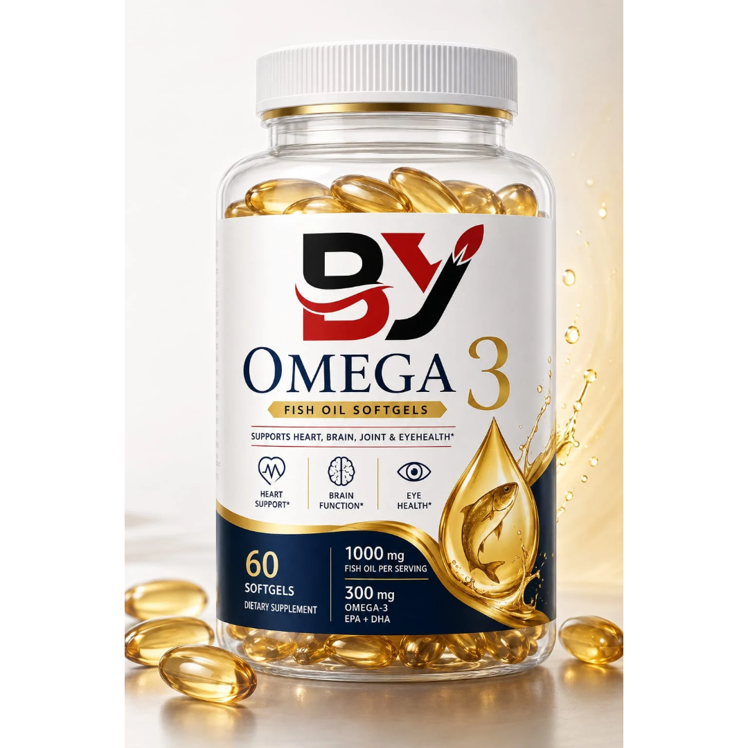 Baid Yog Omega 3 Fish Oil Softgels – 1000mg Fish Oil with EPA & DHA | 60 Softgels