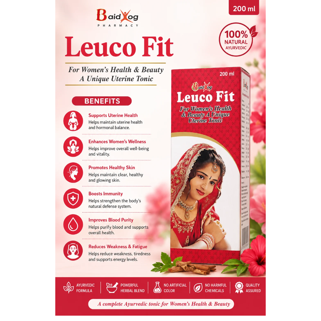 Baid Yog Leuco Fit – Ayurvedic Women's Wellness & Uterine Health Tonic | Herbal Syrup | 200 ml