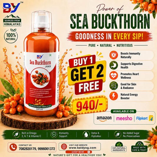 BY Sea Buckthorn Juice – Himalayan Sea Buckthorn Juice | Rich in Omega 3, 6, 7 & Vitamin C | Natural Wellness Drink | 500ml