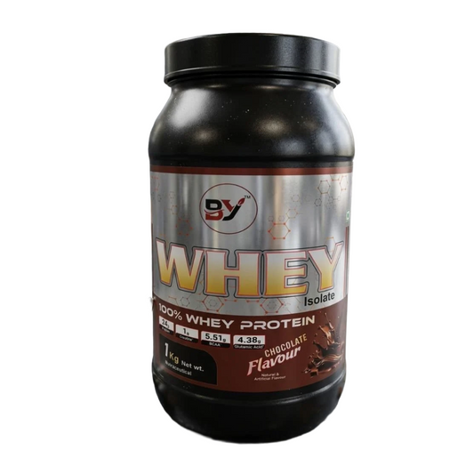 BY 100% Whey Protein Isolate – Chocolate Flavour | 24g Protein, 5.51g BCAA & 4.38g Glutamine per Serving | 1kg