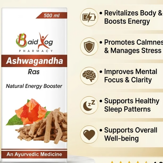 Baid Yog Ashwagandha Ras – Ayurvedic Natural Energy & Wellness Support | 500 ml